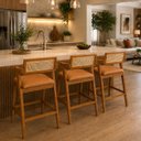 Ver imagem 3 de Conjunto Bistrô Maciço 3 Banquetas - Oslo - Imperial Móveis:Courino Caramelo
