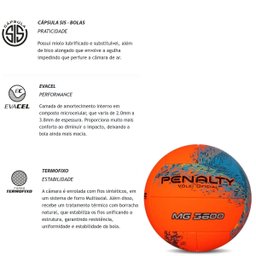 Bola Volei Penalty MG3600 Voleibol Quadra Original Volley Oficial - Laranja - 7