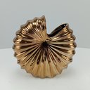 Ver imagem 2 de Vaso Decorativo de Cerâmica Dourado 24x24x9cm Enfeite Sala Mesa Estante Aparador