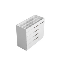 Cômoda com Porta Jóias Mostrador de Vidro Sevilha 1 Porta 5 Gavetas Branco - Aramoveis - 1