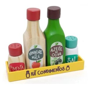 Kit Condimentos em Madeira Brinquedo Comidinha New Art