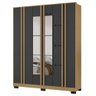 Guarda Roupa Atlanta 6 Portas com 2 Gavetas com 6 Espelhos Cor Carvalho e Grafite - Incorplac - 2