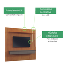 Ver imagem 3 de Painel Para TV 75 Polegadas Ripado com Led Paris Mavaular Naturalle/Platinum