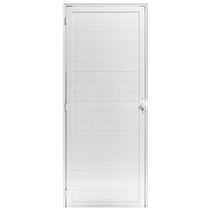 Porta De Alumínio Lambril c/fechadura branco Direita 210x80