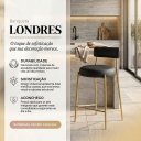 Ver imagem 2 de Banqueta Cozinha Média com Encosto Industrial Dourado Londres PU D03 - D'Rossi