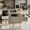 Ver imagem 4 de Banqueta Cozinha Média com Encosto Industrial Dourado Londres PU D03 - D'Rossi