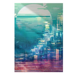Quadro Decorativo Abstrato - Cidade Futurista com Reflexos