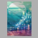 Ver imagem 2 de Quadro Decorativo Abstrato - Cidade Futurista com Reflexos