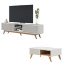 Ver imagem 1 de Rack Bancada Fortaleza Off White Matte com Mesa de Centro Jeri Off White Freijó - Colibri