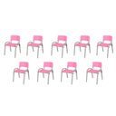 Ver imagem 2 de Kit 9 Cadeira Iso Infantil Creche, Escola Base Cinza Rosa