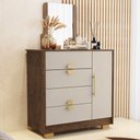 Ver imagem 6 de Cômoda Sapateira com Espelho para Quarto 1 Porta 4 Gavetas Paraty V01 Imbuia Fendi - Lyam Decor