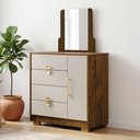 Ver imagem 5 de Cômoda Sapateira com Espelho para Quarto 1 Porta 4 Gavetas Paraty V01 Imbuia Fendi - Lyam Decor