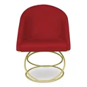 Ver imagem 1 de Poltrona Cadeira de Jantar Luxo Estofada Base Metal Dourado Sala Cozinha Recepção Suede Vermelho Eli