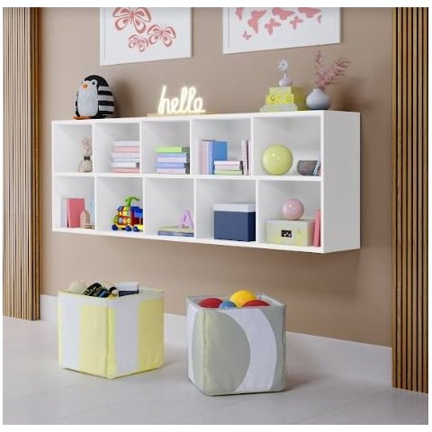 Estante Multiuso Livreiro Organizador Branco 10 Nichos para Salas Lojas Ambiente de Escritório