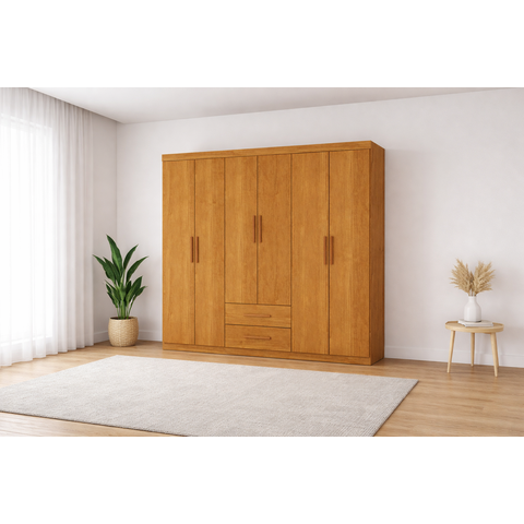 Guarda Roupa com 6 Portas 2 Gavetas Platinum -grand Line