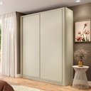 Ver imagem 1 de Guarda-Roupa Solteiro 100% MDF 2 Portas de Correr Prateleiras e 3 Gavetas Quarto Dormitórios Bend Bege/Luna