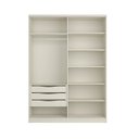 Ver imagem 4 de Guarda-Roupa Solteiro 100% MDF 2 Portas de Correr Prateleiras e 3 Gavetas Quarto Dormitórios Bend Bege/Luna