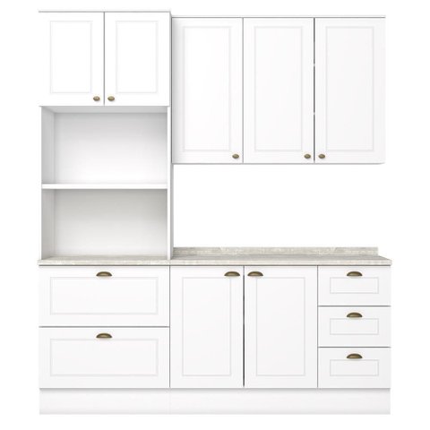 Cozinha Modulada Americana 3 Peças com Torre Quente 2 Fornos Branco/calcare - Móveis Henn