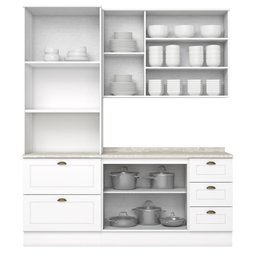 Cozinha Modulada Americana 3 Peças com Torre Quente 2 Fornos Branco/calcare - Móveis Henn - 3 Cozinha Modulada Americana 3 Peças com Torre Quente 2 Fornos Branco/calcare - Móveis Henn - 3