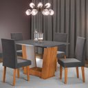 Ver imagem 1 de Mesa de Jantar 4 Lugares Floripa Mel/cinza/veludo Grafite - Viero Móveis