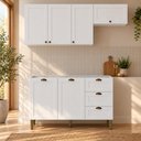 Ver imagem 5 de Cozinha Completa Modulada 3 Peças 6 Portas 3 Gavetas 190cm Provençal Branco - Mademovel