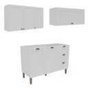 Ver mais imagens de Cozinha Completa Modulada 3 Peças 6 Portas 3 Gavetas 190cm Provençal Branco - Mademovel