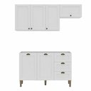 Ver imagem 2 de Cozinha Completa Modulada 3 Peças 6 Portas 3 Gavetas 190cm Provençal Branco - Mademovel