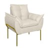 Poltrona Decorativa Luxo Recepção Clínica Estética Dourado Cor:bege - 4