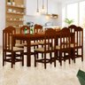 Mesa de Jantar Madeira Maciça 8 Lugares Estofados Safira Castanho Shop Jm - 1