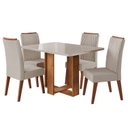 Ver imagem 2 de Conjunto Sala de Jantar Mesa 120x79,2cm Tampo com Vidro 4 Cadeiras Riviera Yescasa Bege/Mel