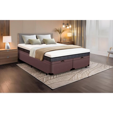 Cama Box Baú King Size Bipartida Serenelife - Corano Marrom