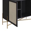 Ver imagem 5 de Balcão Buffet Bar com Tela Sintética 2 Portas Pés Metálicos Cor:nero com Dourado