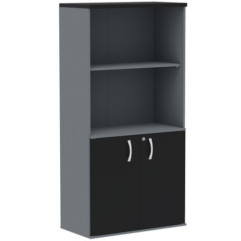 Armário Misto PE25 Pandin 79,20 cm (largura) MDP Cor Grafito e Preto com Duas portas e Prateleira