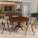 Ver mais imagens de Conjunto Mesa de Jogos Bellagio e 6 Cadeiras Madeira Poker Base Estrela Linho Offwhite/imbuia
