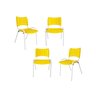Jogo Mesa 120x70 para Restaurante Comércio com 4 Cadeiras Iso Amarela Base Branca Ecomhome - 4