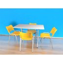 Ver imagem 1 de Jogo Mesa 120x70 para Restaurante Comércio com 4 Cadeiras Iso Amarela Base Branca Ecomhome