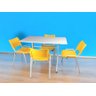 Jogo Mesa 120x70 para Restaurante Comércio com 4 Cadeiras Iso Amarela Base Branca Ecomhome - 1