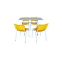 Ver imagem 3 de Jogo Mesa 120x70 para Restaurante Comércio com 4 Cadeiras Iso Amarela Base Branca Ecomhome