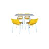 Jogo Mesa 120x70 para Restaurante Comércio com 4 Cadeiras Iso Amarela Base Branca Ecomhome - 3