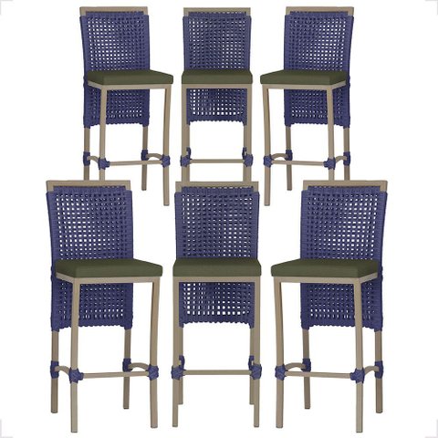 6 Banqueta em Alumínio Roma Fendi Corda Náutica Tecido 13