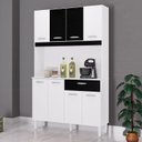 Ver imagem 1 de Cozinha Ambiente Kit Cassia 8 Portas Branco Preto - Poquema