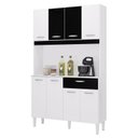 Ver imagem 2 de Cozinha Ambiente Kit Cassia 8 Portas Branco Preto - Poquema