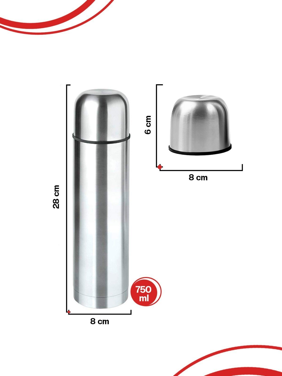 Garrafa Térmica Inox Café Chá Água Quente e Fria 750ml - 6