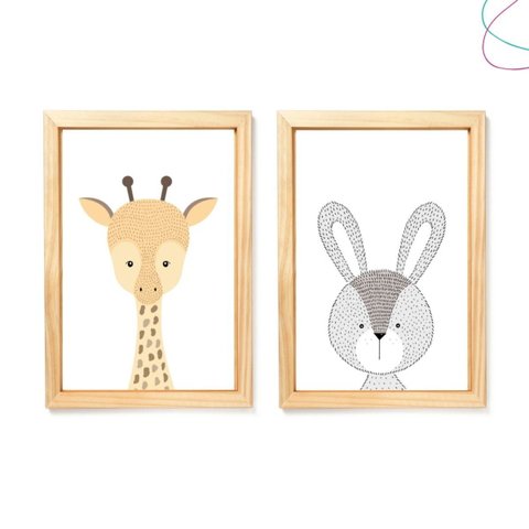 Kit 2 Quadros Decorativos - Animais Escandinavos:pinus