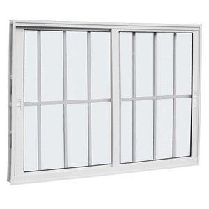 Janela 2 Folhas com Grade Branco 100x120 Linha 25 Jade