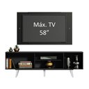 Ver imagem 4 de Rack Madesa Dubai com Pés e Painel para Tv até 58 Polegadas - Preto/preto 8n77