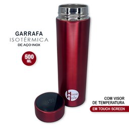 Garrafa Térmica com Display Indicador de Temperatura Interna Cor Vermelha - 2