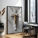 Ver imagem 1 de Quadro Crucifixo Jesus: Moldura Preta Canvas com Vidro/ 80x120