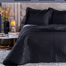 Cobre Leito Colcha Casal Padrão 3 Peças Percal 200 Fios Cama Padrão Queen Size Matelado Preto - 1