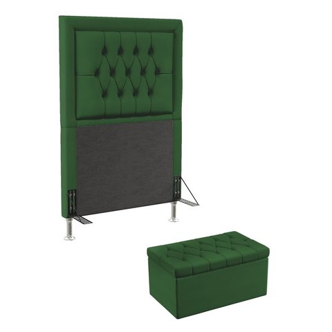 Kit Cabeceira Decorativa Para Cama Box Antares e Calçadeira Sagitarius 90 Para Cama de Solteiro Sued